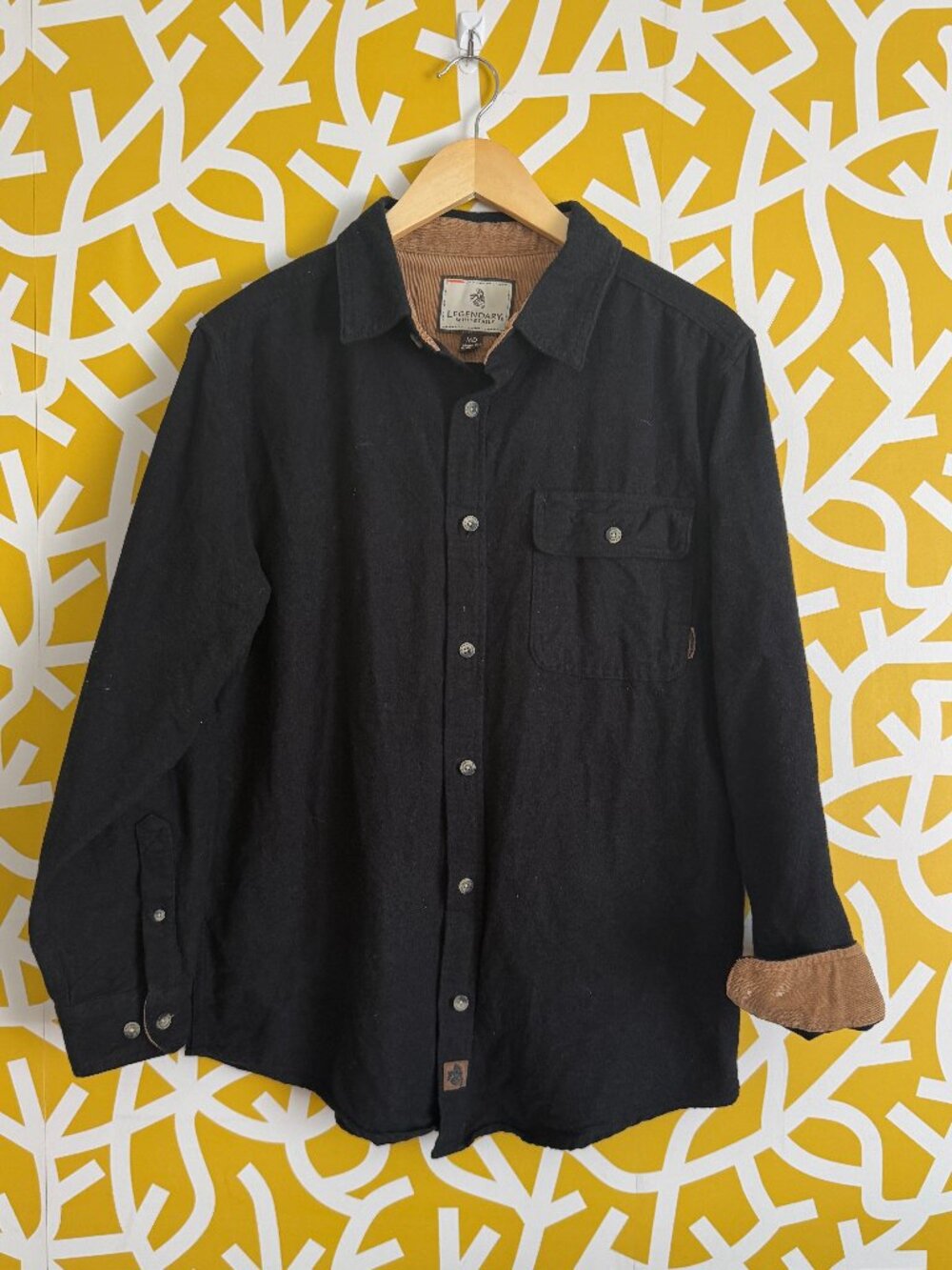 Legendary Whitetails Black Felt Long Sleeve Button Down Cotton Shirt - Medium